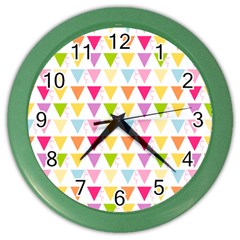 Bunting Triangle Color Rainbow Color Wall Clocks