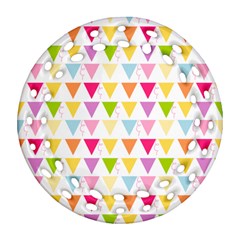 Bunting Triangle Color Rainbow Round Filigree Ornament (Two Sides)