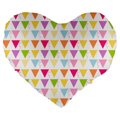 Bunting Triangle Color Rainbow Large 19  Premium Heart Shape Cushions by Mariart