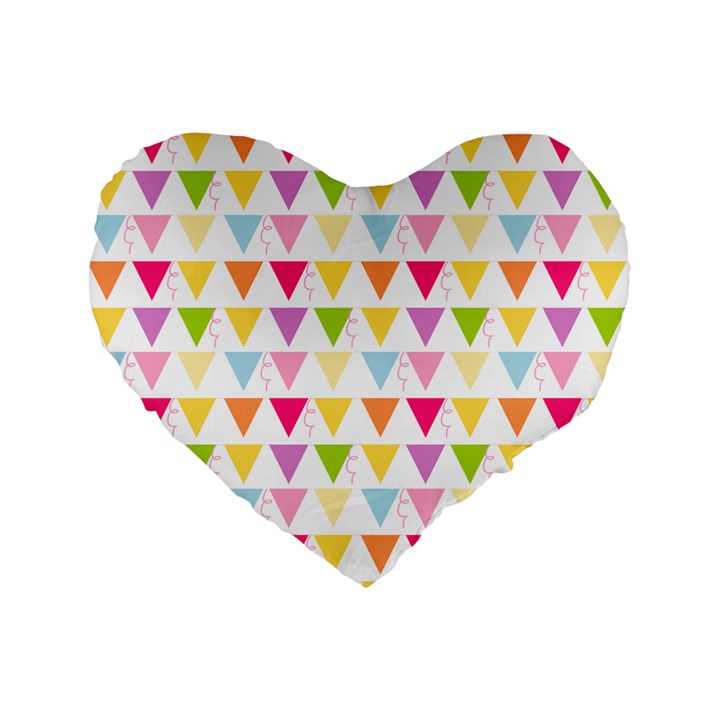 Bunting Triangle Color Rainbow Standard 16  Premium Flano Heart Shape Cushions