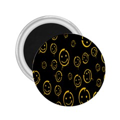 Face Smile Bored Mask Yellow Black 2 25  Magnets by Mariart