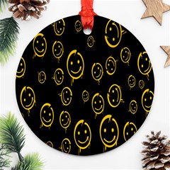 Face Smile Bored Mask Yellow Black Ornament (round) by Mariart