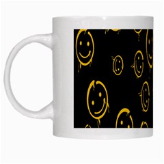 Face Smile Bored Mask Yellow Black White Mugs by Mariart