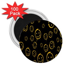 Face Smile Bored Mask Yellow Black 2 25  Magnets (100 Pack)  by Mariart