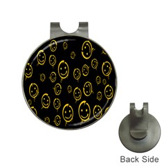 Face Smile Bored Mask Yellow Black Hat Clips With Golf Markers by Mariart