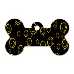 Face Smile Bored Mask Yellow Black Dog Tag Bone (one Side) by Mariart