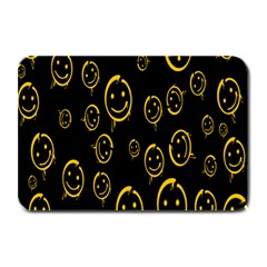 Face Smile Bored Mask Yellow Black Plate Mats by Mariart