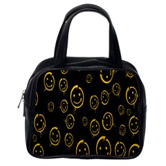 Face Smile Bored Mask Yellow Black Classic Handbags (one Side) by Mariart