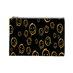 Face Smile Bored Mask Yellow Black Cosmetic Bag (large)  by Mariart