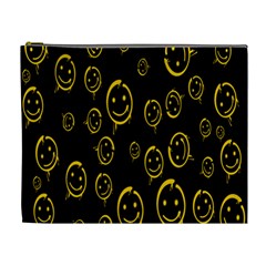 Face Smile Bored Mask Yellow Black Cosmetic Bag (xl) by Mariart