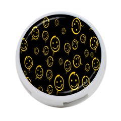 Face Smile Bored Mask Yellow Black 4-port Usb Hub (one Side) by Mariart