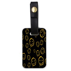 Face Smile Bored Mask Yellow Black Luggage Tags (one Side)  by Mariart