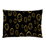 Face Smile Bored Mask Yellow Black Pillow Case (Two Sides) Back