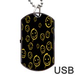 Face Smile Bored Mask Yellow Black Dog Tag USB Flash (One Side) Front