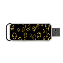 Face Smile Bored Mask Yellow Black Portable Usb Flash (one Side) by Mariart