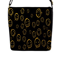 Face Smile Bored Mask Yellow Black Flap Messenger Bag (l)  by Mariart