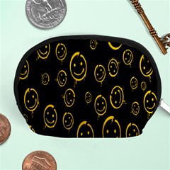 Face Smile Bored Mask Yellow Black Accessory Pouches (medium)  by Mariart