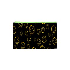 Face Smile Bored Mask Yellow Black Cosmetic Bag (xs) by Mariart