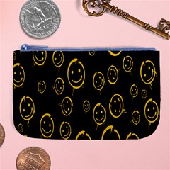 Face Smile Bored Mask Yellow Black Large Coin Purse