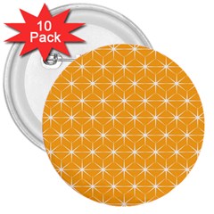 Yellow Stars Iso Line White 3  Buttons (10 Pack)  by Mariart