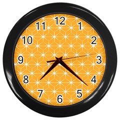 Yellow Stars Iso Line White Wall Clocks (black)