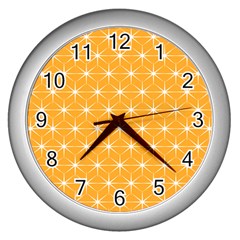 Yellow Stars Iso Line White Wall Clocks (silver)  by Mariart