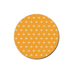 Yellow Stars Iso Line White Rubber Round Coaster (4 Pack)  by Mariart