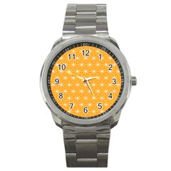 Yellow Stars Iso Line White Sport Metal Watch by Mariart