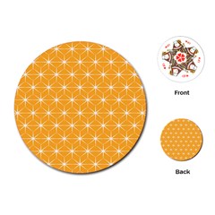 Yellow Stars Iso Line White Playing Cards (round)  by Mariart