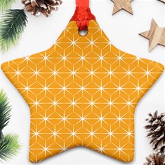 Yellow Stars Iso Line White Star Ornament (two Sides) by Mariart