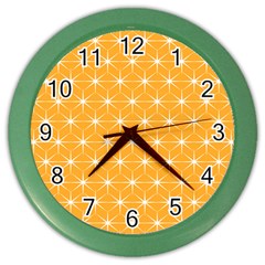 Yellow Stars Iso Line White Color Wall Clocks by Mariart