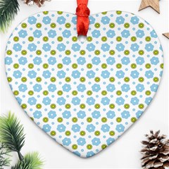 Blue Yellow Star Sunflower Flower Floral Ornament (heart)