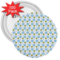 Blue Yellow Star Sunflower Flower Floral 3  Buttons (100 Pack)  by Mariart