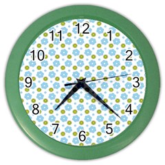 Blue Yellow Star Sunflower Flower Floral Color Wall Clocks by Mariart