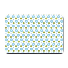 Blue Yellow Star Sunflower Flower Floral Small Doormat  by Mariart