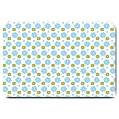 Blue Yellow Star Sunflower Flower Floral Large Doormat  by Mariart