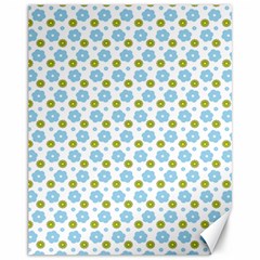 Blue Yellow Star Sunflower Flower Floral Canvas 11  X 14   by Mariart