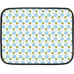 Blue Yellow Star Sunflower Flower Floral Double Sided Fleece Blanket (mini)  by Mariart