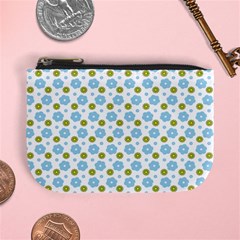 Blue Yellow Star Sunflower Flower Floral Mini Coin Purses by Mariart