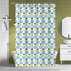 Blue Yellow Star Sunflower Flower Floral Shower Curtain 48  X 72  (small)  by Mariart