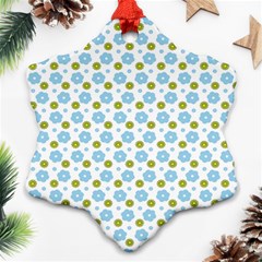 Blue Yellow Star Sunflower Flower Floral Snowflake Ornament (two Sides) by Mariart