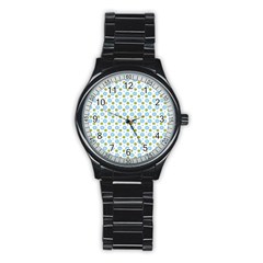 Blue Yellow Star Sunflower Flower Floral Stainless Steel Round Watch by Mariart