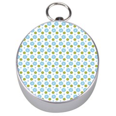 Blue Yellow Star Sunflower Flower Floral Silver Compasses by Mariart