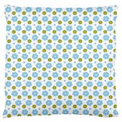 Blue Yellow Star Sunflower Flower Floral Large Flano Cushion Case (two Sides) by Mariart