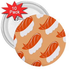 Fish Eat Japanese Sushi 3  Buttons (10 Pack)  by Mariart