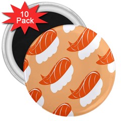 Fish Eat Japanese Sushi 3  Magnets (10 Pack)  by Mariart