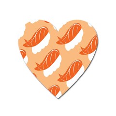 Fish Eat Japanese Sushi Heart Magnet by Mariart