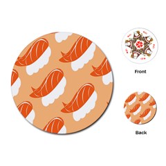 Fish Eat Japanese Sushi Playing Cards (round)  by Mariart