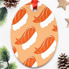 Fish Eat Japanese Sushi Oval Ornament (two Sides) by Mariart