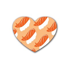 Fish Eat Japanese Sushi Rubber Coaster (heart)  by Mariart